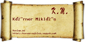 Körner Miklós névjegykártya