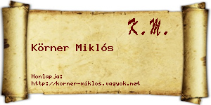 Körner Miklós névjegykártya